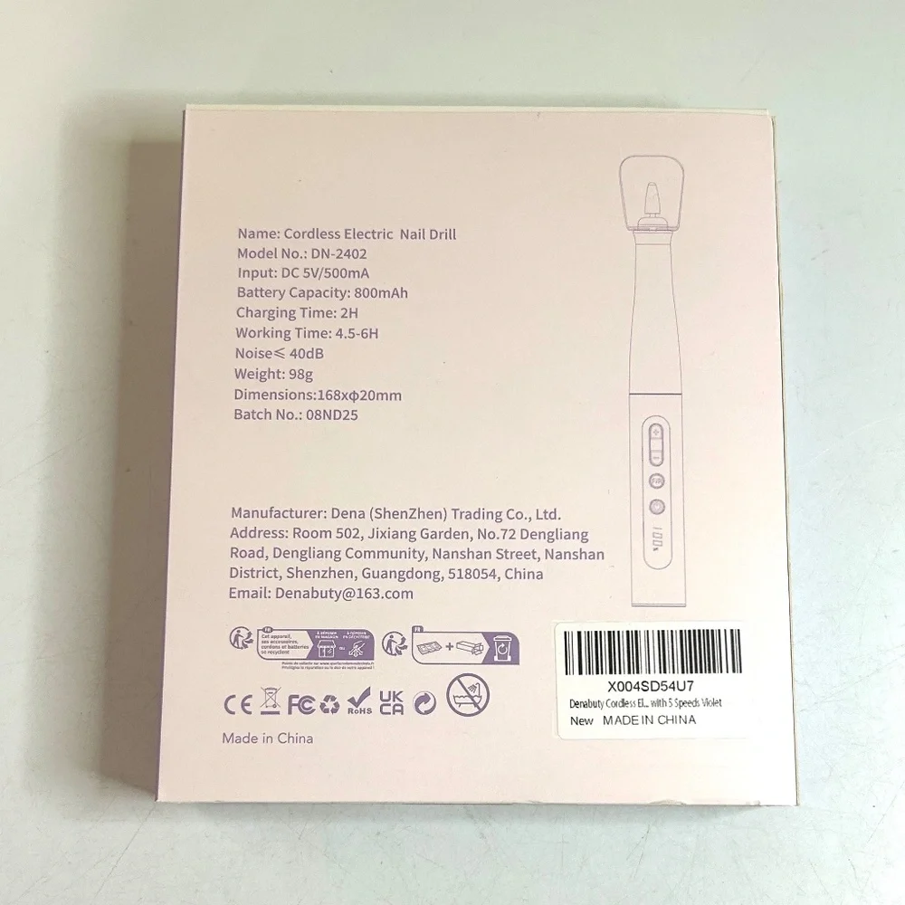 Violet Rechargeable Cordless Electric Nail Drill Set